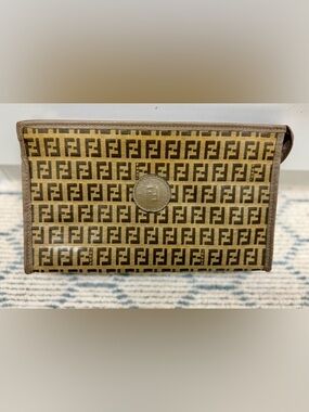 FENDI Vintage Classic Signature Zucca Monogram Brown Coated Canvas Clutch/Case